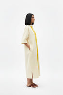 Ivory-Mango Yellow Pintucks Dress