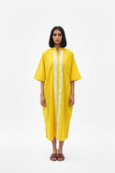 Mango Yellow-Ivory Pintucks Dress
