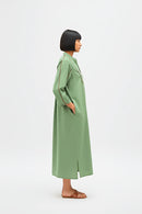 Asparagus Green-Tuscan Red Collared Stripe Dress