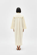 Ivory-Mango Yellow Collared Stripe Dress