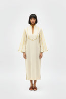 Ivory-Mango Yellow Collared Stripe Dress