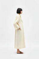 Ivory-Mango Yellow Collared Stripe Dress