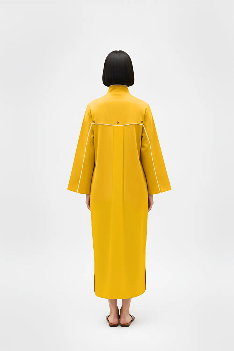 Mango Yellow-Ivory Collared Stripe Dress