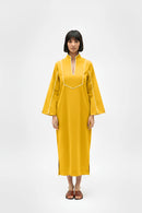 Mango Yellow-Ivory Collared Stripe Dress