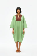 Asparagus Green-Tuscan Red Midi Dress