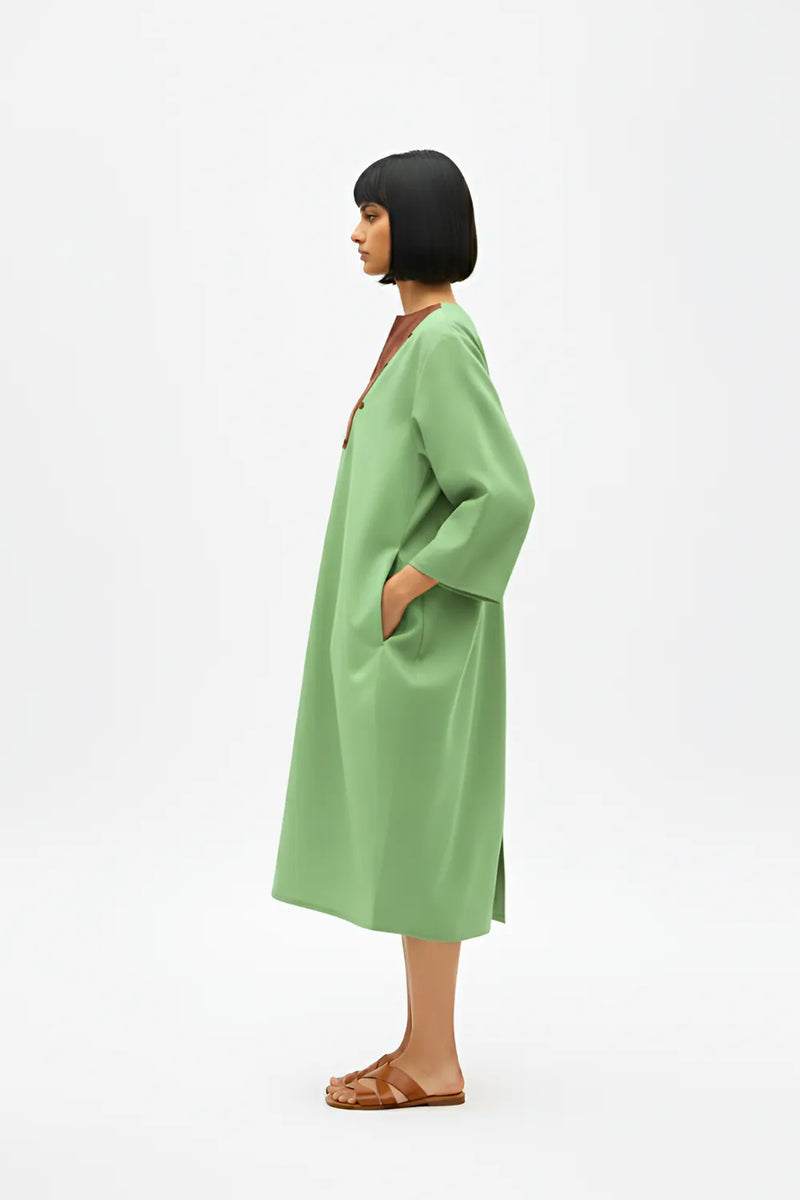 Asparagus Green-Tuscan Red Midi Dress