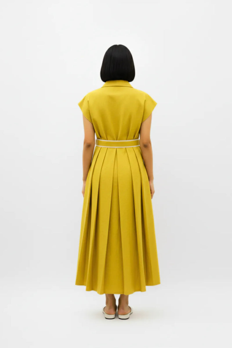 Mango Yellow-Ivory Skater Dress