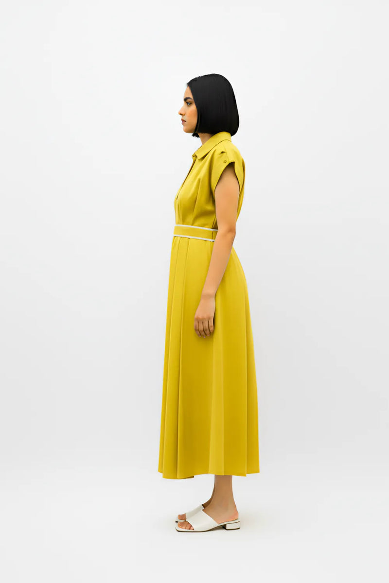 Mango Yellow-Ivory Skater Dress