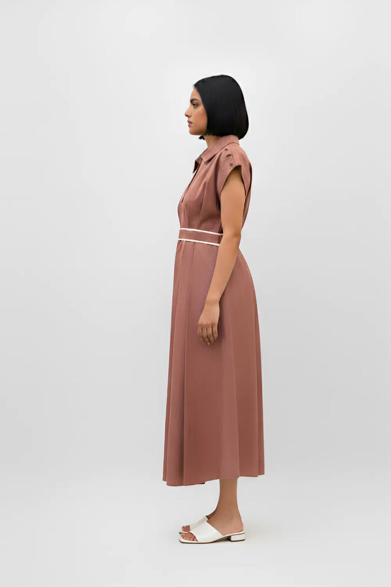 Tuscan Red-Ivory Skater Dress