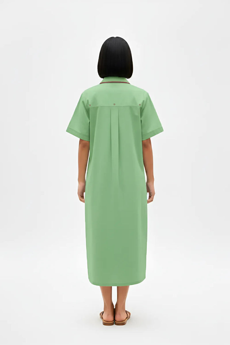 Asparagus Green-Tuscan Red Shirt Dress