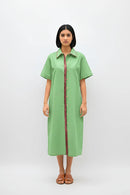 Asparagus Green-Tuscan Red Shirt Dress
