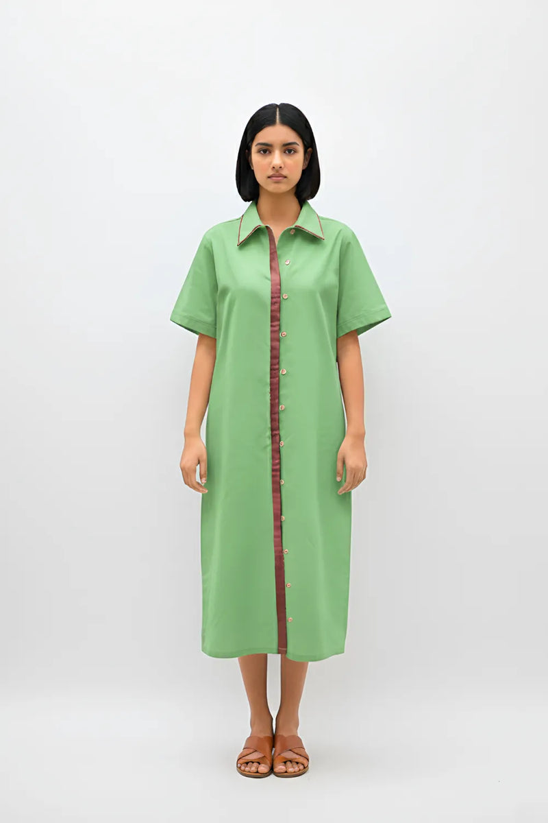 Asparagus Green-Tuscan Red Shirt Dress