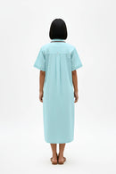 Tiffany Blue-Tuscan Red Shirt Dress