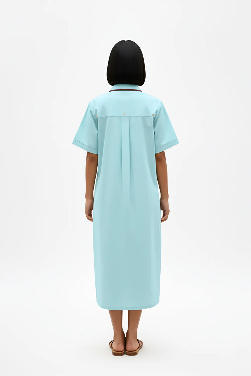 Tiffany Blue-Tuscan Red Shirt Dress