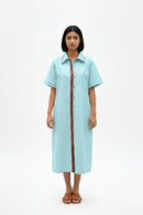 Tiffany Blue-Tuscan Red Shirt Dress