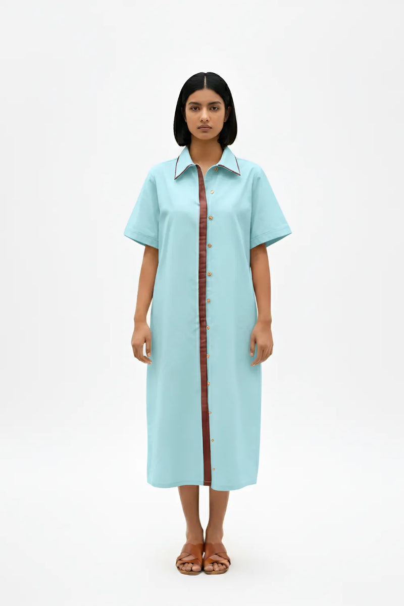 Tiffany Blue-Tuscan Red Shirt Dress