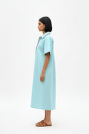 Tiffany Blue-Tuscan Red Shirt Dress