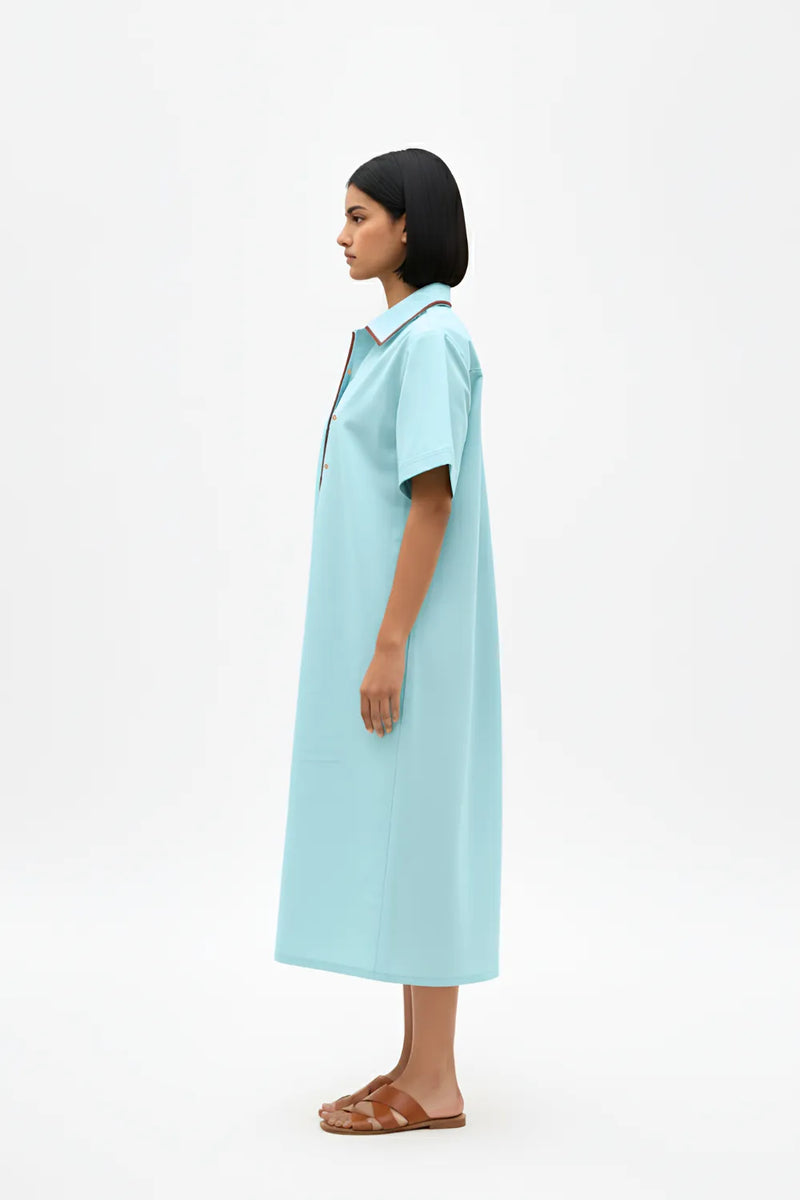 Tiffany Blue-Tuscan Red Shirt Dress