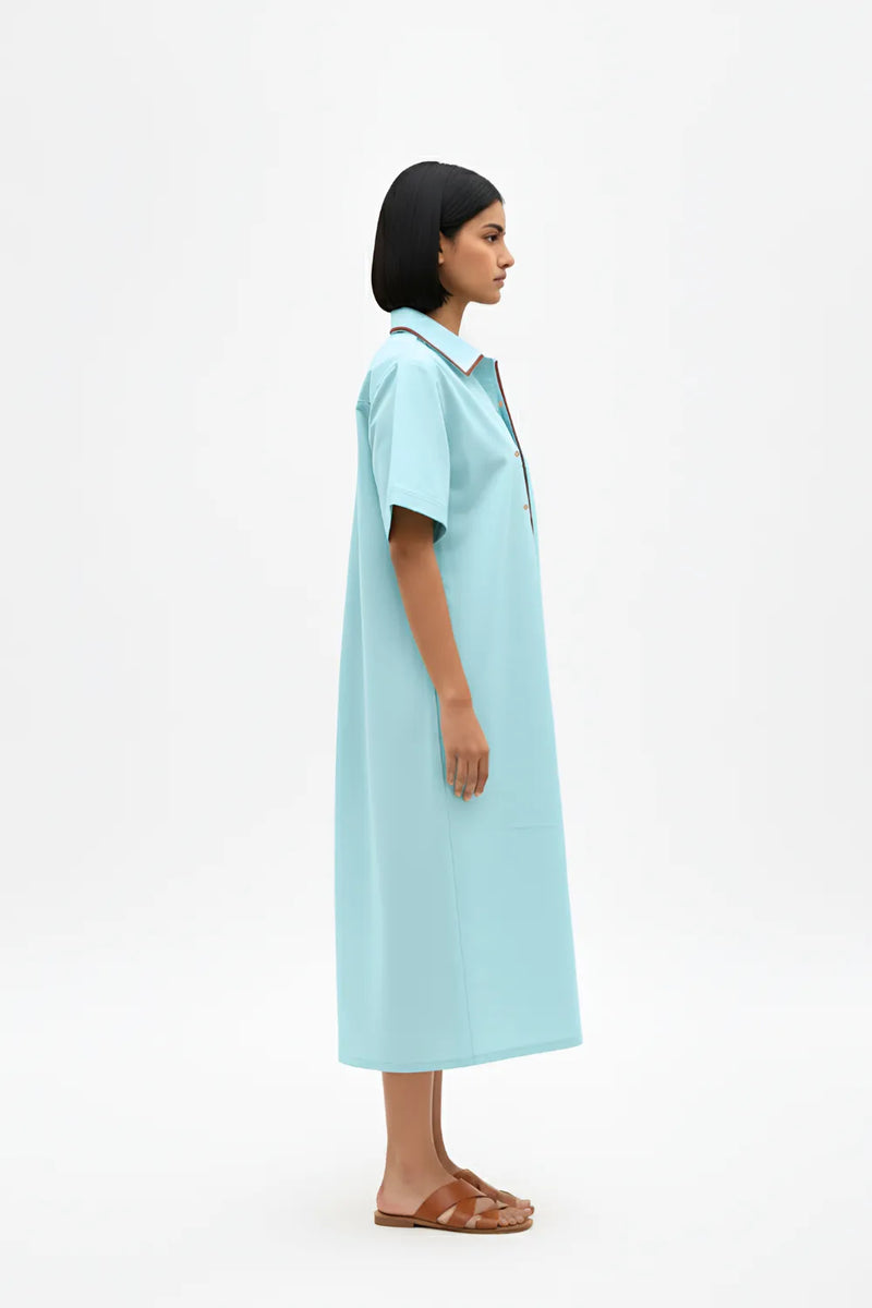 Tiffany Blue-Tuscan Red Shirt Dress