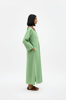 Asparagus Green-Tuscan Red Beaded Collar Maxi Dress
