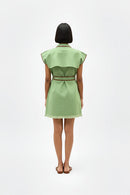 Asparagus Green-Tuscan Red Blazer Short Dress
