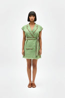 Asparagus Green-Tuscan Red Blazer Short Dress