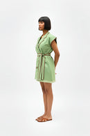 Asparagus Green-Tuscan Red Blazer Short Dress