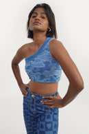DenZ Pixel Hearts Women Blue Bottom Wear