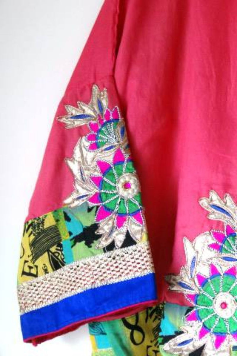 Asian In Me | Crafted from pre-loved saree | Women's Pink Kimono Jacket| Yoru-kimono