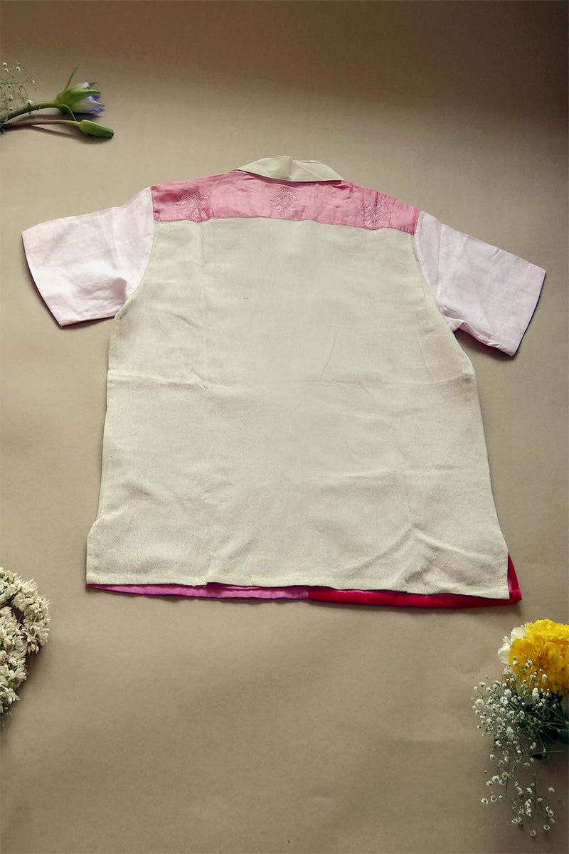 Asian In Me | Men's Pink Upcycled Fabric Polo-Shirt | Pink Lagoon Shirt