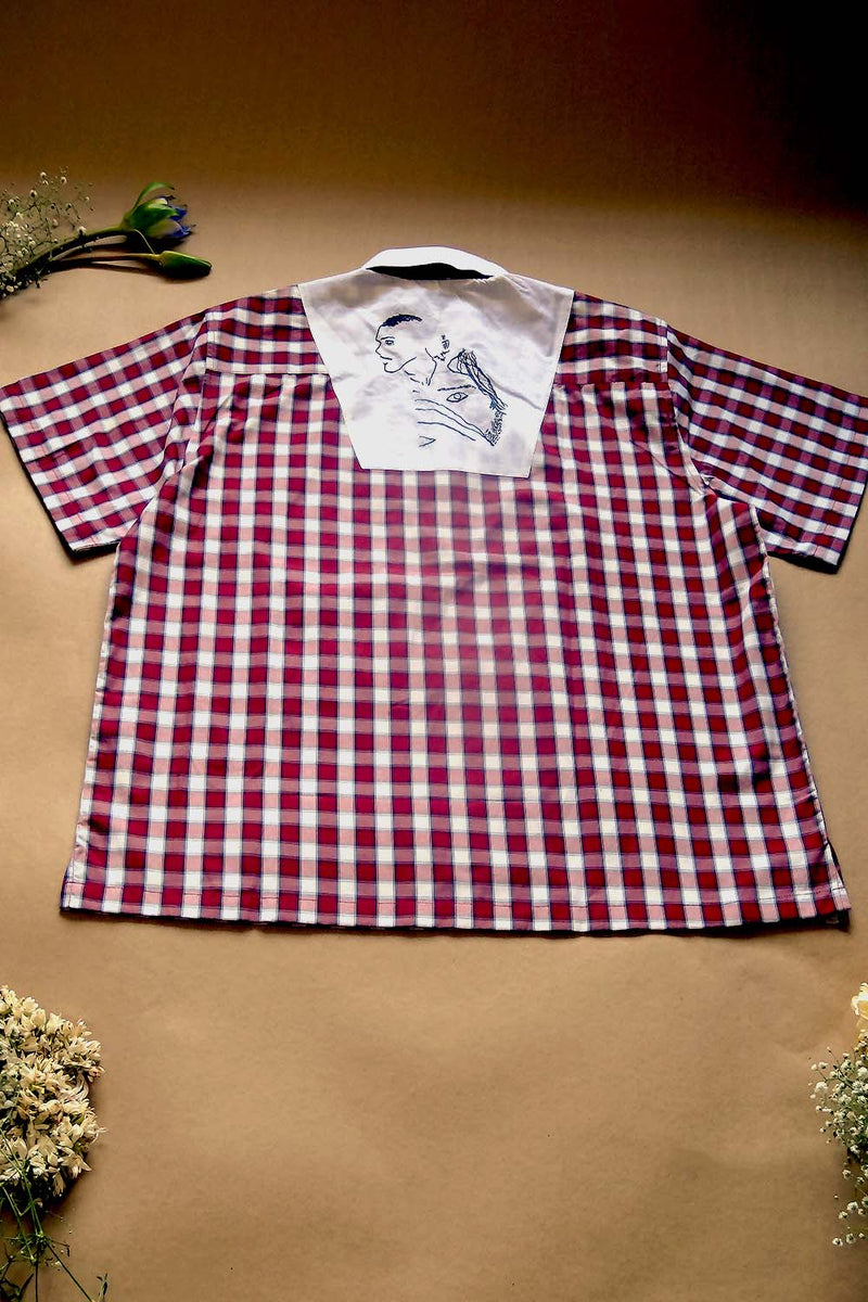 Asian In Me | 100% Cotton Checks Fabric Mens Red-White Polo-Shirt | Ground