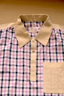 Asian In Me | 100% Cotton Checks Fabric Mens Pink-White Polo-Shirt | Fly Ball