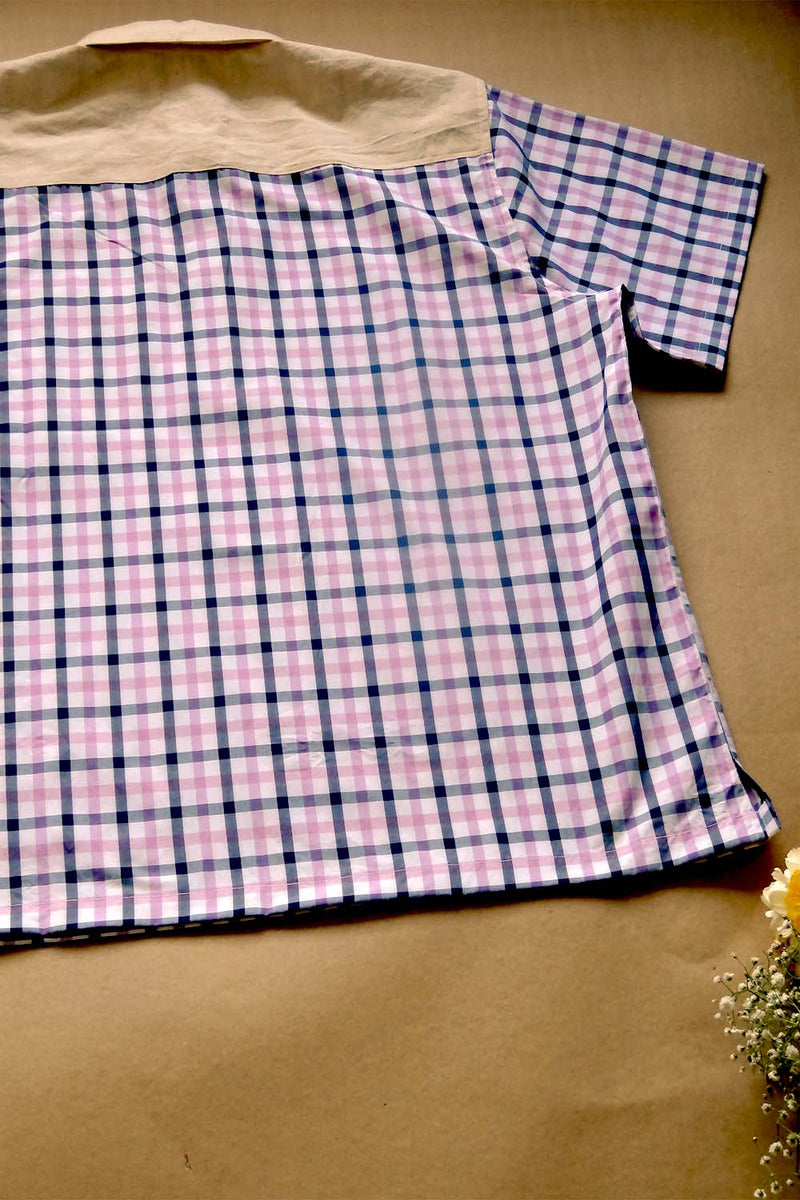 Asian In Me | 100% Cotton Checks Fabric Mens Pink-White Polo-Shirt | Fly Ball