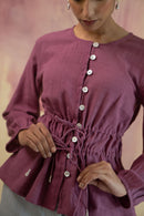 Lafaani Phosphene Ruched Blouse & Grey Pants Set