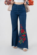 DenZ Embro Fray Flare Women Blue Bottom Wear