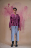 Lafaani Phosphene Ruched Blouse & Grey Pants Set
