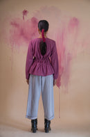 Lafaani Phosphene Ruched Blouse & Grey Pants Set