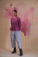 Lafaani Phosphene Ruched Blouse & Grey Pants Set