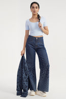 DenZ Heart Fade Flare Women Blue Bottom Wear