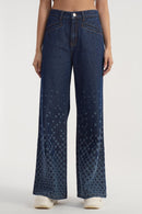 DenZ Heart Fade Flare Women Blue Bottom Wear