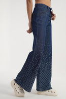 DenZ Heart Fade Flare Women Blue Bottom Wear