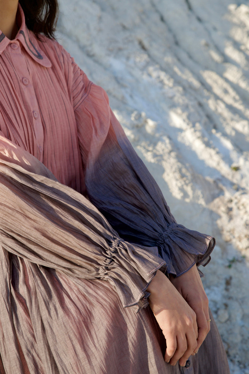 The Loom Art Sunset Shore Handwoven Chanderi Silk Dress