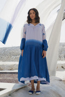 The Loom Art Ocean Sky Handwoven Chanderi Silk Dress
