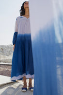 The Loom Art Ocean Sky Handwoven Chanderi Silk Dress