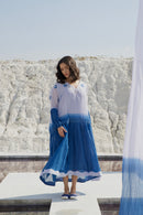 The Loom Art Ocean Sky Handwoven Chanderi Silk Dress