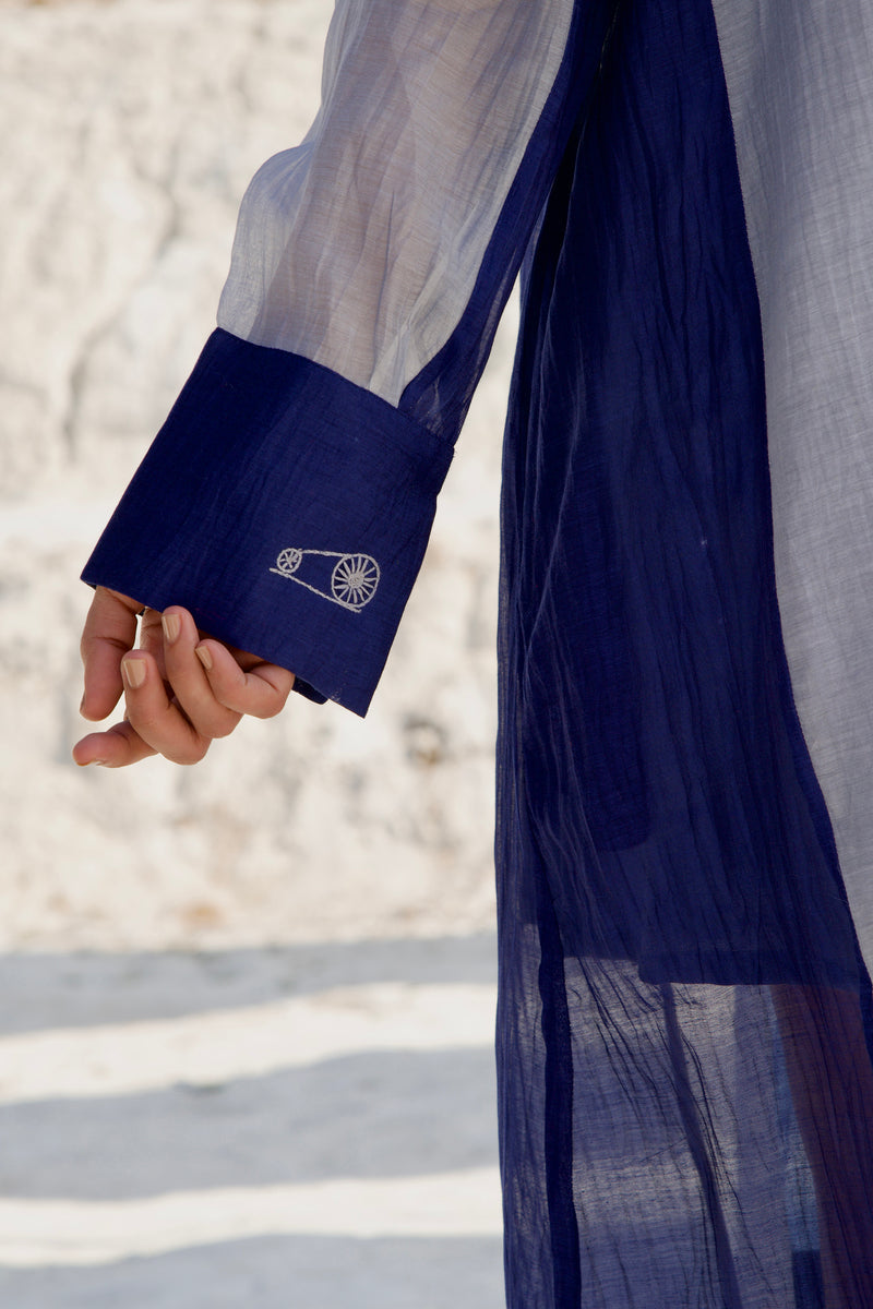 The Loom Art Salted Sea Handwoven Chanderi Silk Shirt Dress
