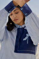 The Loom Art Steal Blue Co-ord (Set of 2) Handwoven Chanderi Silk Co-ord (Set of 2)