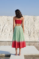 The Loom Art Mint & Wine Co-ord (Set of 3) Handwoven Chanderi Silk Co-ord