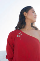 The Loom Art Ruby Red Handwoven Chanderi Silk Dress