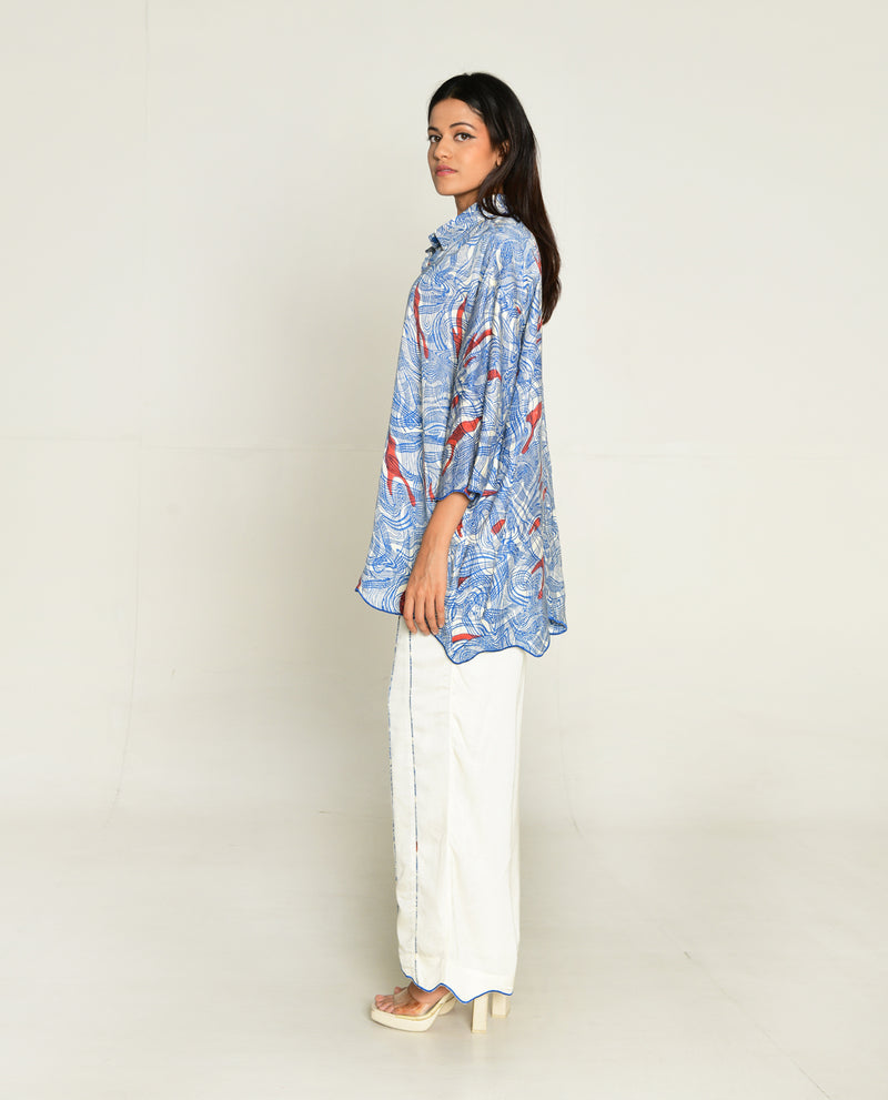 Rias Jaipur Ponzo Shirt With White Pants